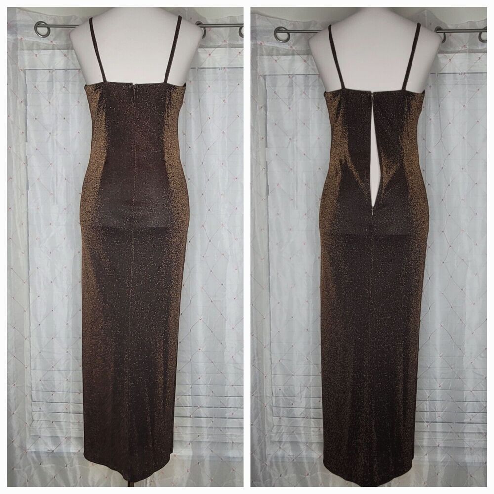 Vtg Betsy & Adam Sz 6 Copper Brown Dark Romance Vampy Maxi Party Prom Dress - Picture 3 of 8